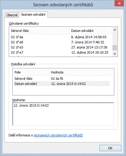 Seznam odvolaných certifikátů (CRL)