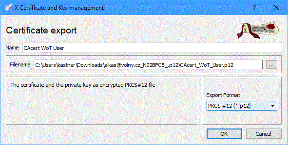 Select the export format