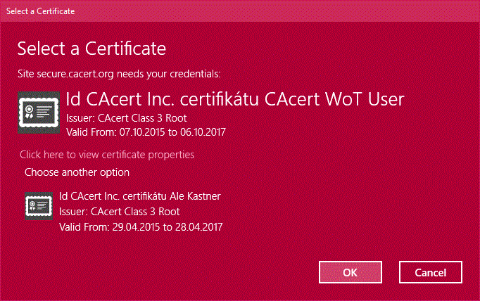 Certificate choice - Edge